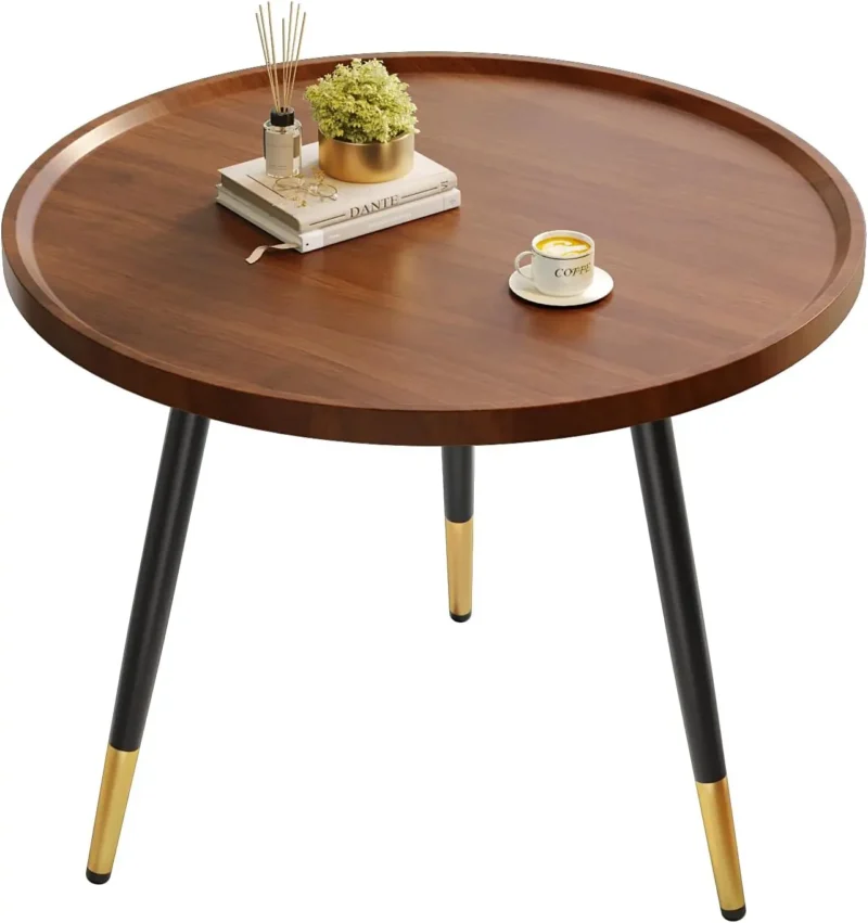 Round Solid Wood Mid-Century Modern Coffee Table with Hairpin Legs - Image 8