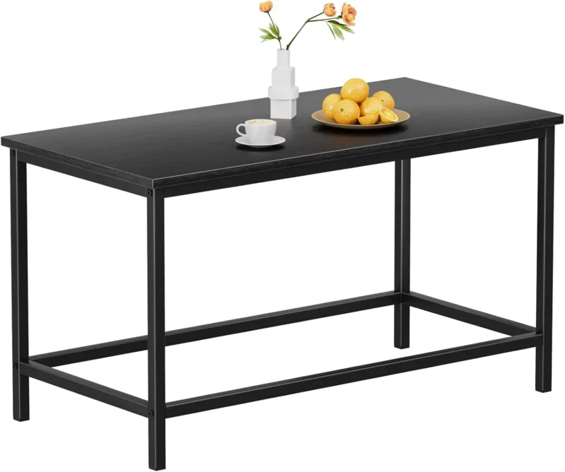 Rectangular White Faux Marble Mid-Century Modern Coffee Table with Open Design - Image 9