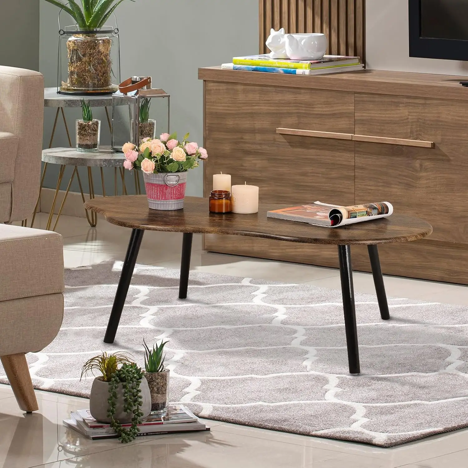 Exceptional craftsmanship in mid-century modern furniture featuring mixed materials and organic shapes