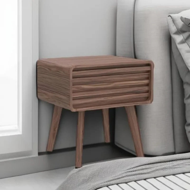 Modern Wooden Mid-Century Nightstand with Two Drawers - Image 5