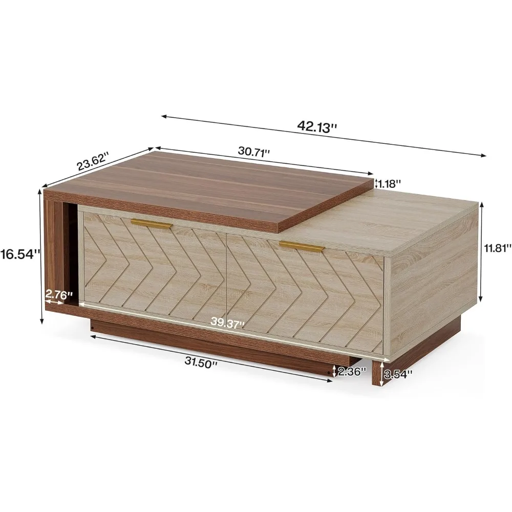 Teak wood coffee table showcasing grain patterns in a contemporary living space