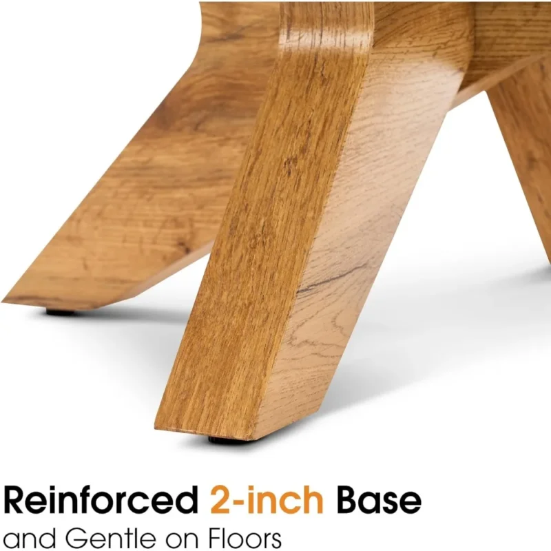 Round Tempered Glass Mid-Century Modern Coffee Table with Wooden Base - Image 4