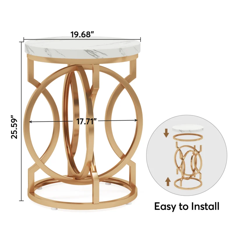 Round Walnut Wood Mid-Century Modern Side Table with O-Shaped Base - Image 6