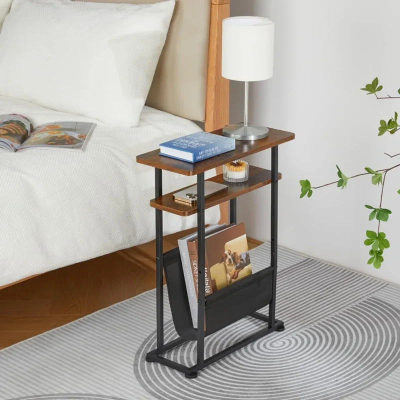 Slim Wooden Mid-Century Modern Side Table with Tapered Legs - Image 5