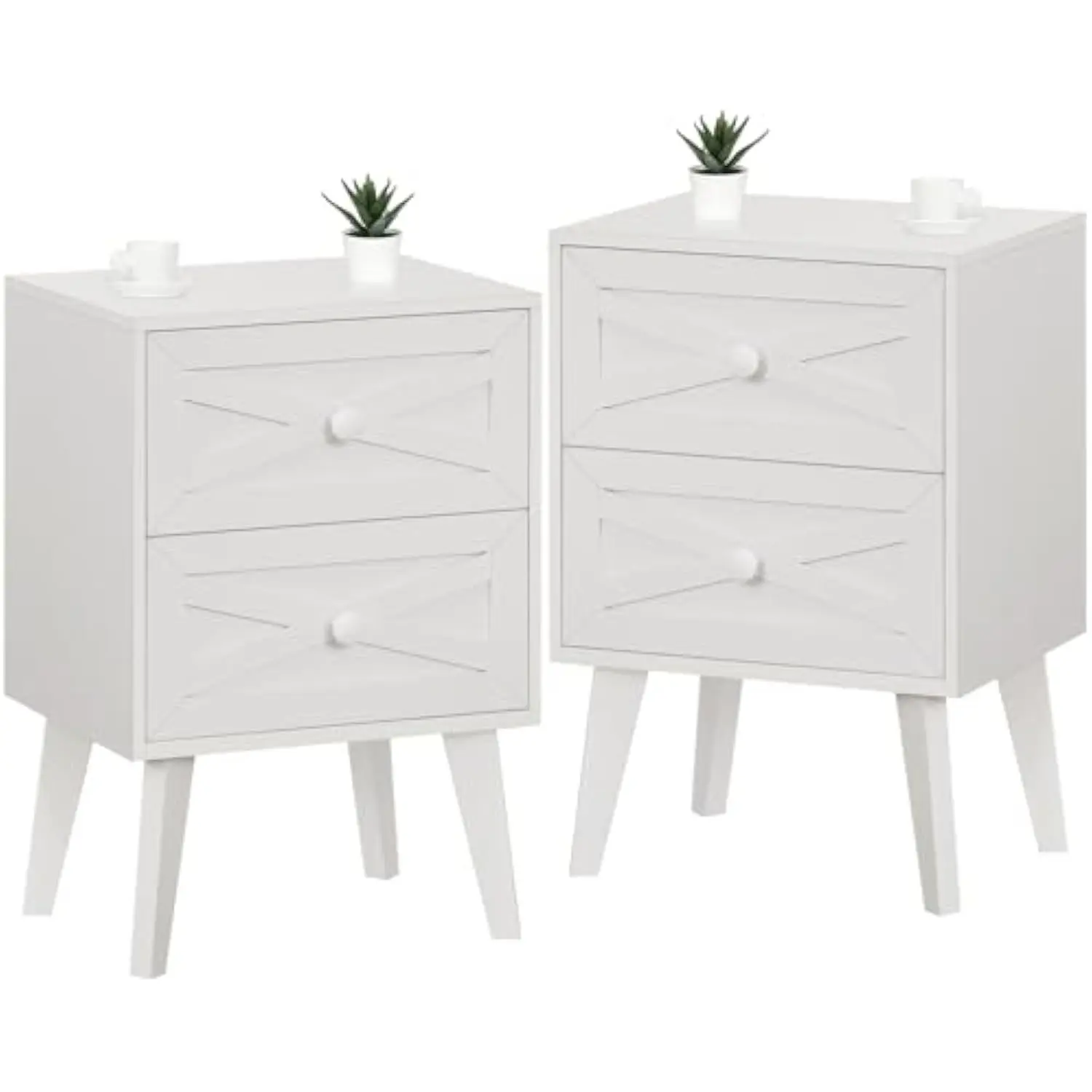 Mid-Century Modern White Side & End Tables