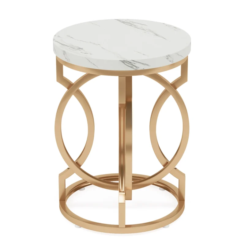 Round Walnut Wood Mid-Century Modern Side Table with O-Shaped Base - Image 7