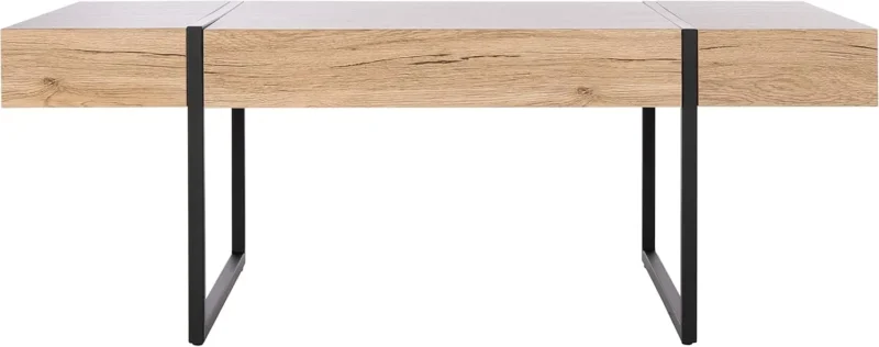 Rectangular Wood Mid-Century Modern Coffee Table with Black Metal Legs - Image 7