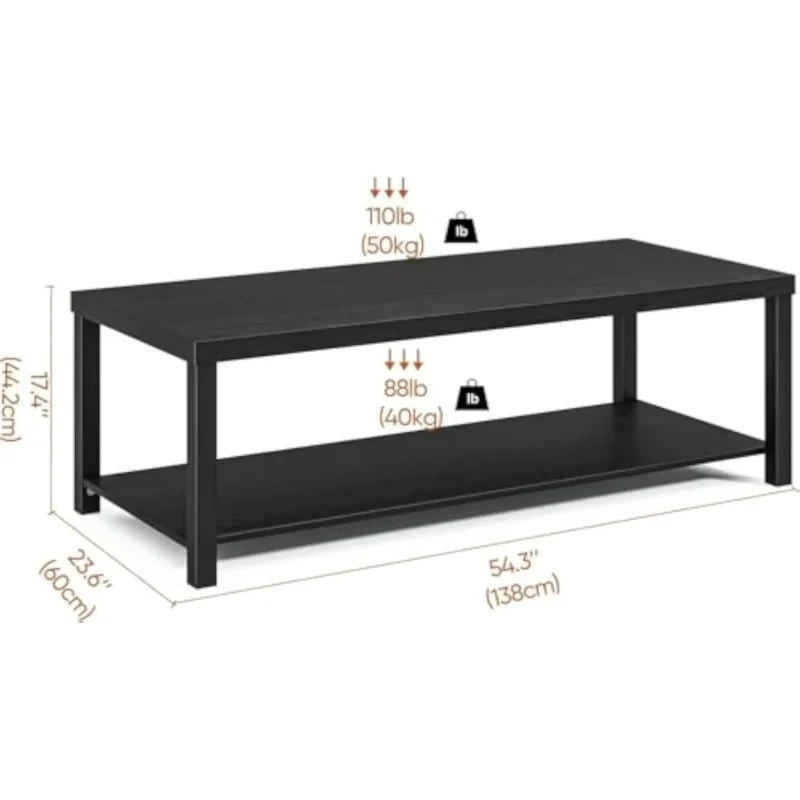 Rectangular Wood Mid-Century Modern Coffee Table with Storage Shelf - Image 3