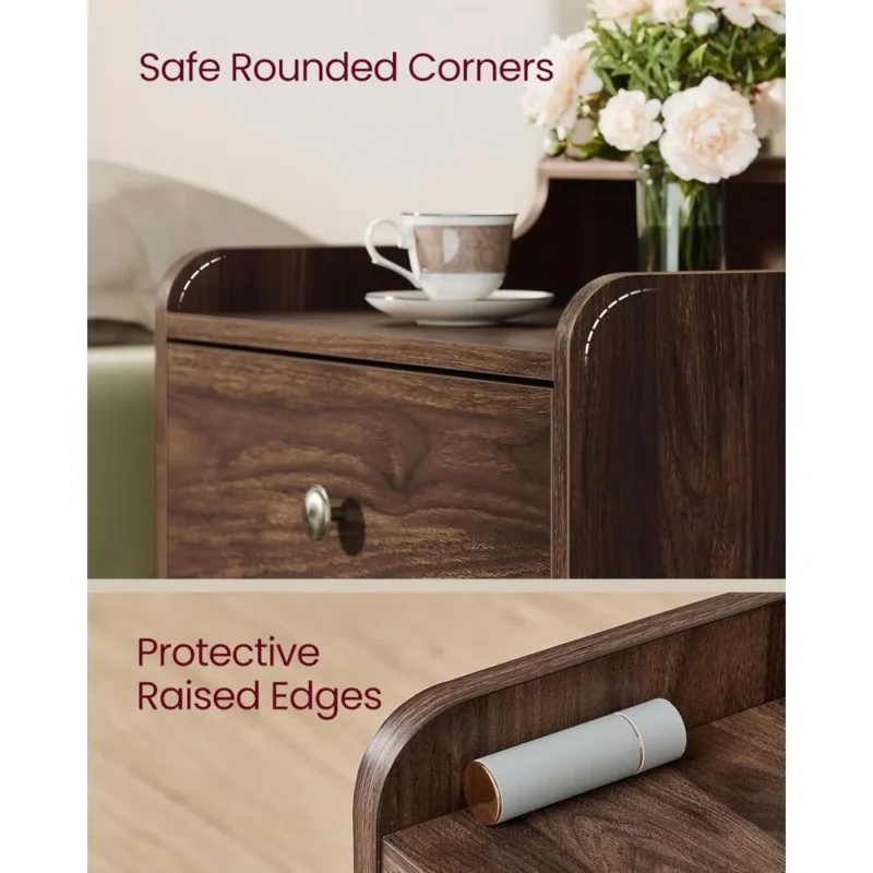 Modern Engineered Wood Mid-Century Nightstands Set of 2 with Hidden Drawers - Image 5