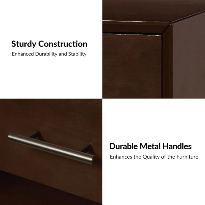 Walnut Wood Mid-Century Modern Nightstands with Charging Station and Hidden Storage - Image 5