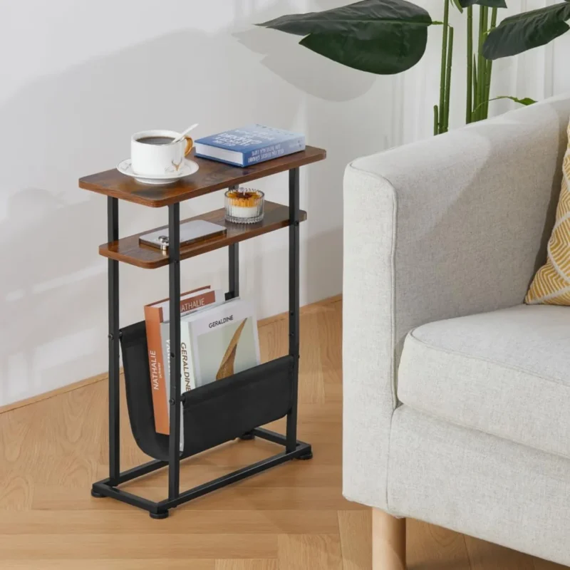 Slim Wooden Mid-Century Modern Side Table with Tapered Legs - Image 6