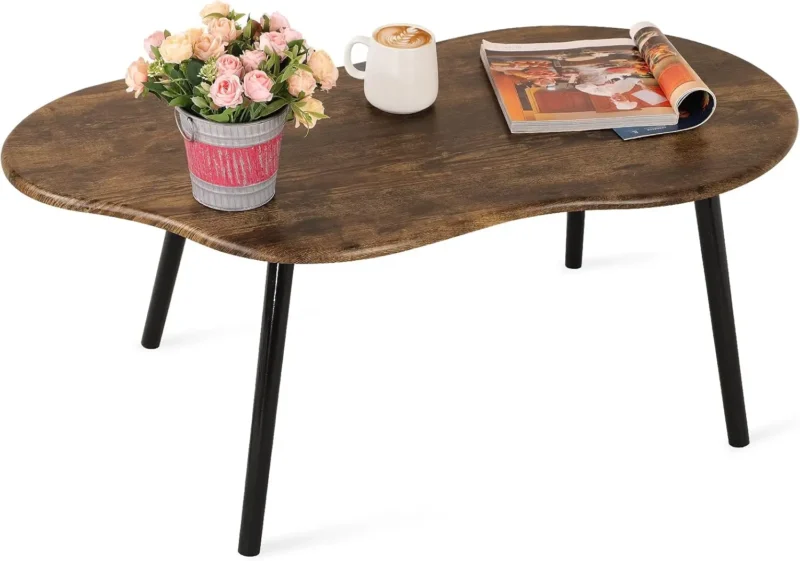 Cloud-Shaped Solid Wood Mid-Century Modern Coffee Table with Irregular Design - Image 2