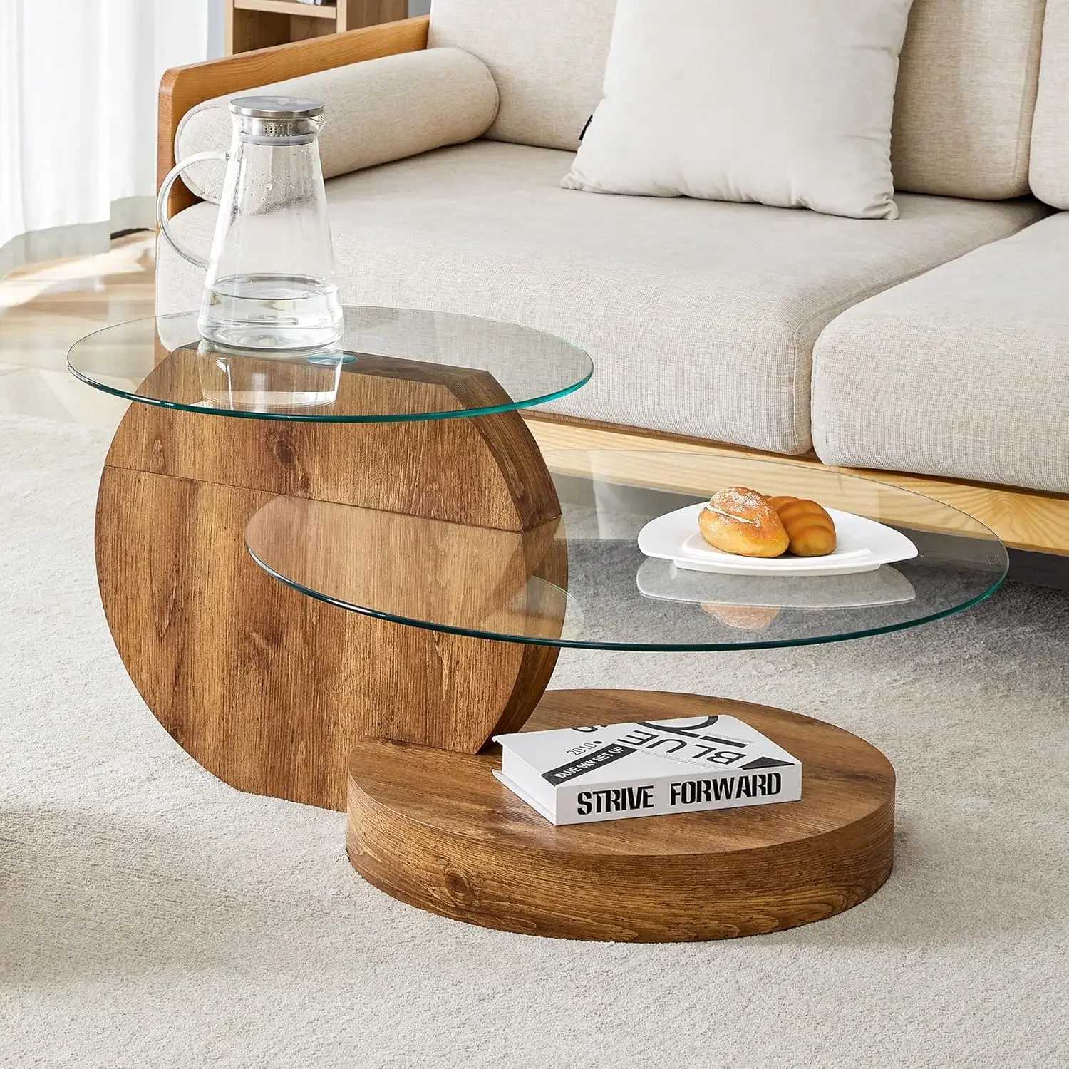 Glass coffee table demonstrating visual lightness in a room layout