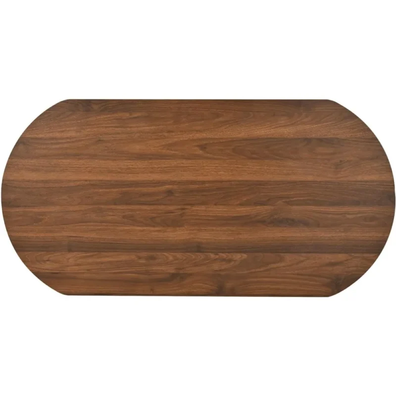 Oval Walnut Lift Top Mid-Century Modern Coffee Table with Storage Compartment - Image 6