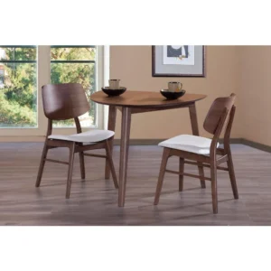 Walnut Wood Corner 3-Piece Mid-Century Modern Dining Set with Minimalist Design