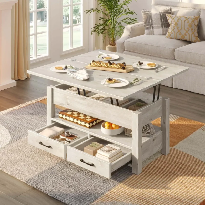 Rectangular Black Lift Top Coffee Table with Storage - 39" Modern Minimalist Design - Image 9