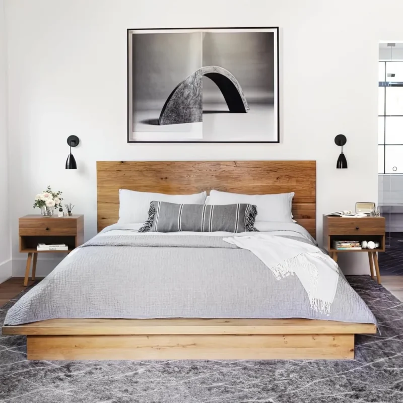 Wooden Mid-Century Modern Nightstand Set with Hidden Storage Compartment - Image 2