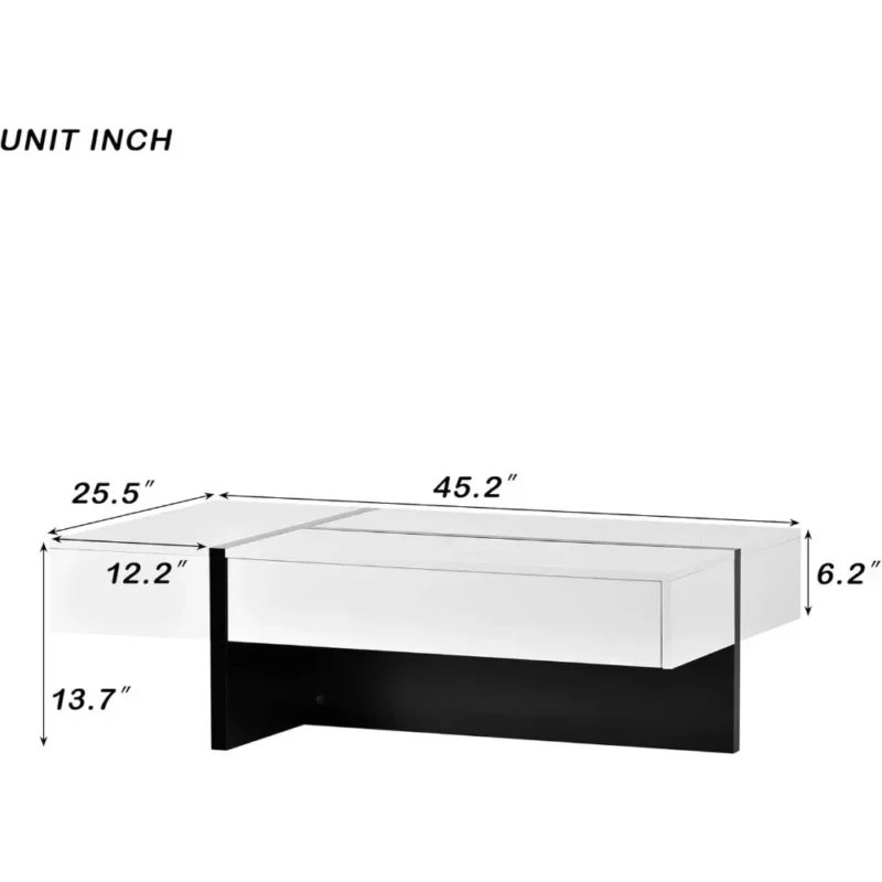 Rectangular Modern Coffee Table with Storage Drawer and T-Shaped Base - Image 2