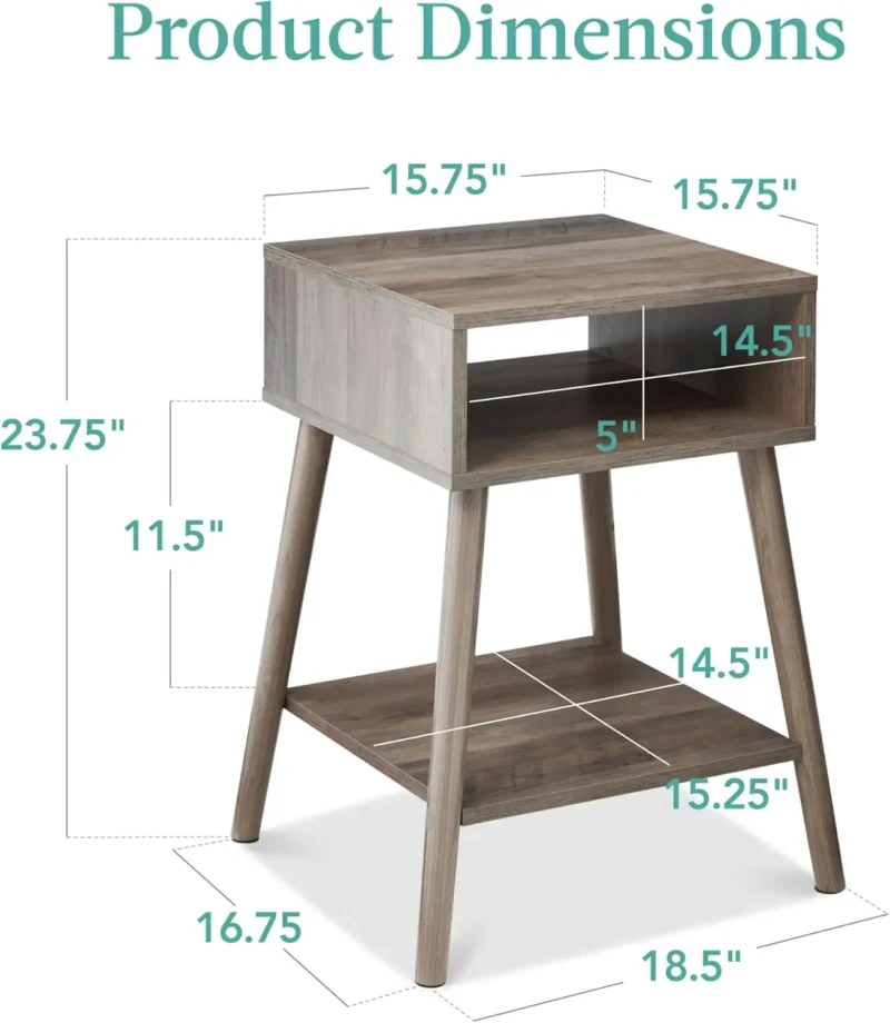 Nesting Solid Wood Mid-Century Modern Side Tables Set of 2 - Image 2