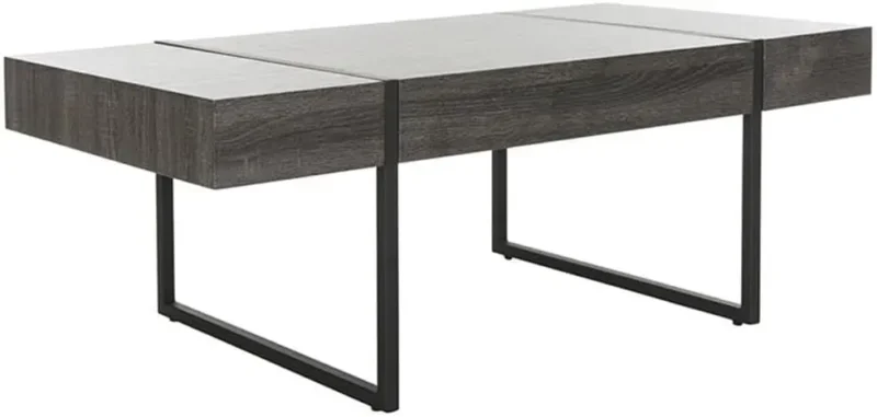 Rectangular Wood Mid-Century Modern Coffee Table with Black Metal Legs - Image 8