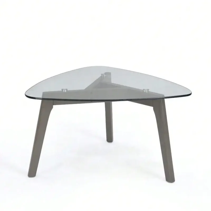 Rectangular Glass Top Mid-Century Modern Coffee Table with Wooden Base - Image 3