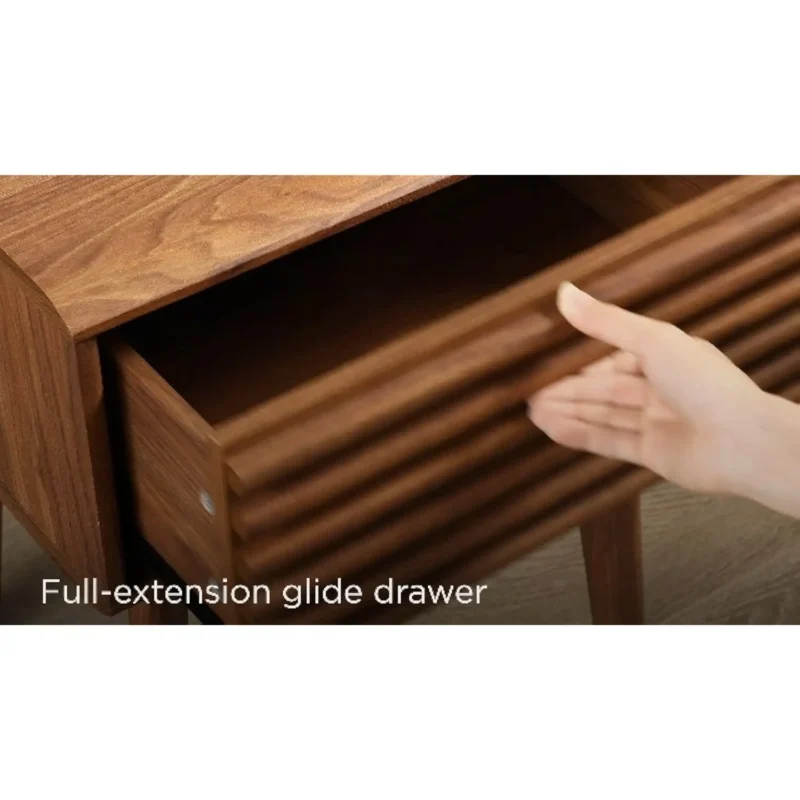 Oak Wood Square Mid-Century Modern Side Table with Storage Shelf - Image 6