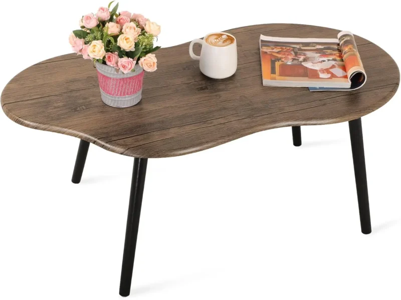 Cloud-Shaped Solid Wood Mid-Century Modern Coffee Table with Irregular Design - Image 7