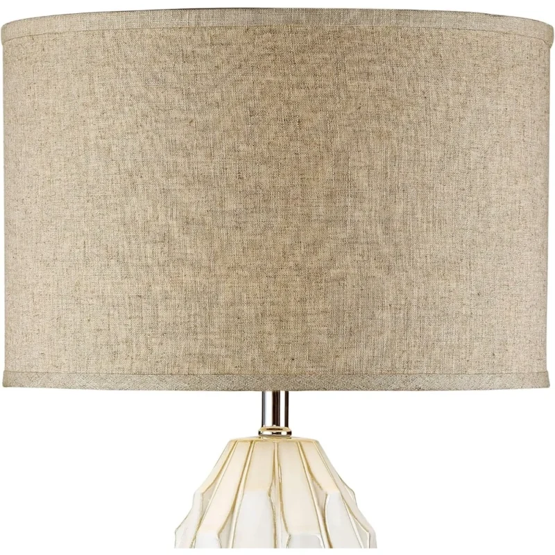 Ceramic Oval Mid-Century Modern Table Lamps Set of 2 - White Living Room Bedroom Bedside Lighting - Image 3