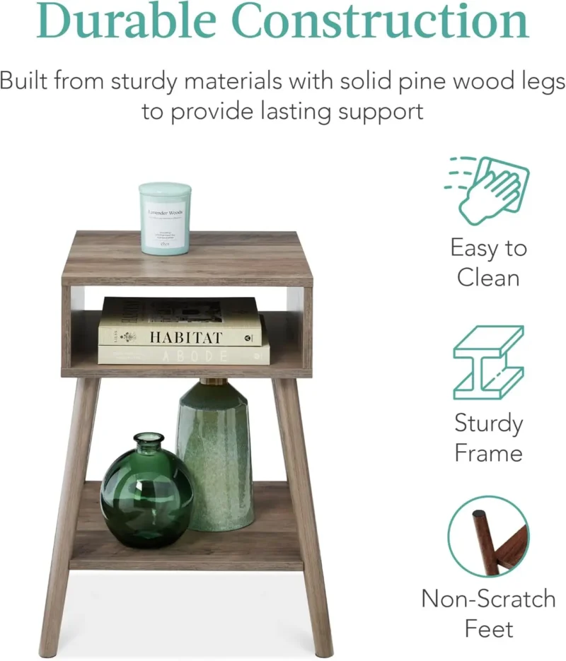 Nesting Solid Wood Mid-Century Modern Side Tables Set of 2 - Image 5
