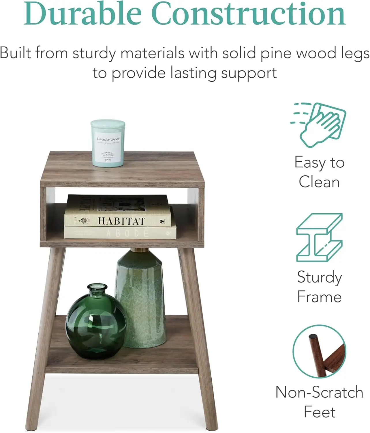 Versatile nesting table set with wood construction and space-saving design perfect for mid-century interiors