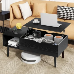 Rectangular Lift Top Mid-Century Modern Coffee Table with Hidden Storage