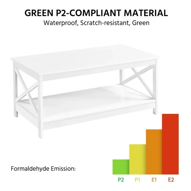 Rectangular Mahogany Mid-Century Modern Coffee Table with X-Frame Storage Shelf - Image 3