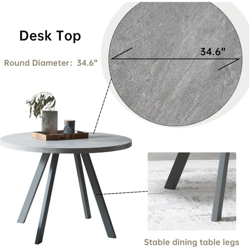 Round Walnut Wood Mid-Century Modern Dining Table with Tapered Legs - Image 4