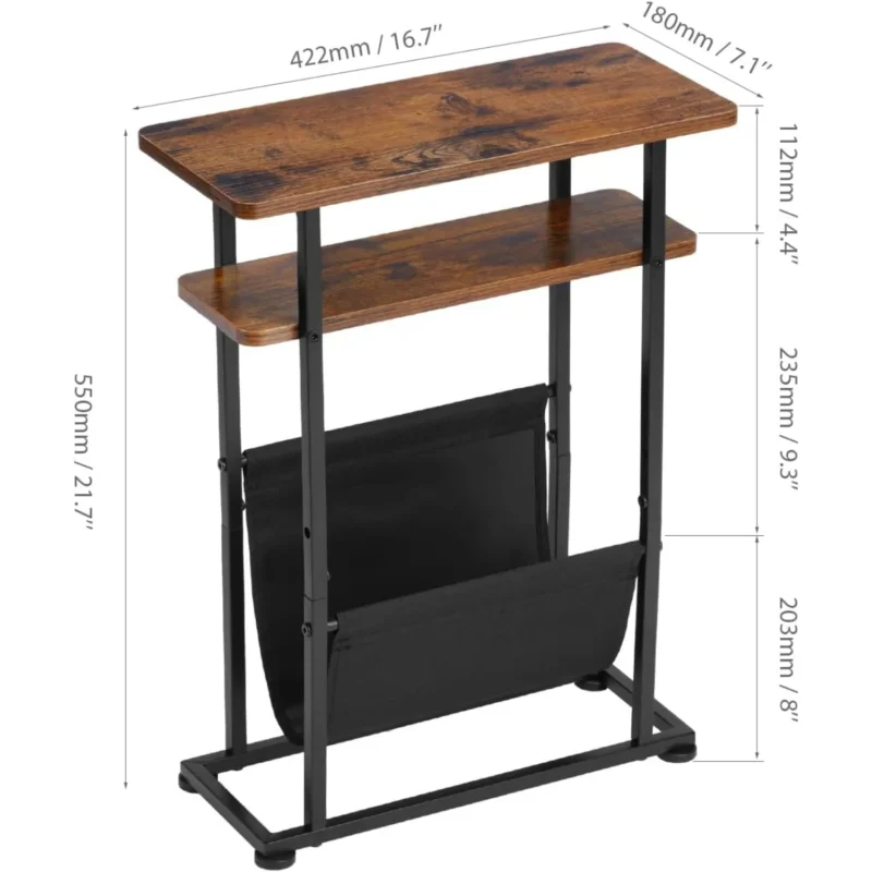 Slim Wooden Mid-Century Modern Side Table with Tapered Legs - Image 3