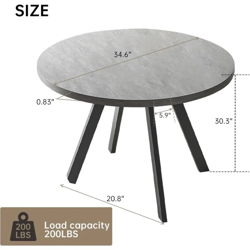 Round Walnut Wood Mid-Century Modern Dining Table with Tapered Legs - Image 3