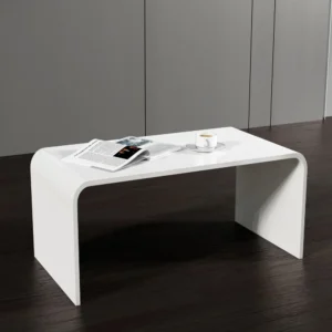 Rectangular White Acrylic Waterfall Coffee Table with Modern Design
