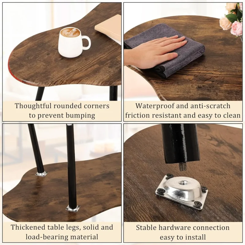 Cloud-Shaped Solid Wood Mid-Century Modern Coffee Table with Irregular Design - Image 6