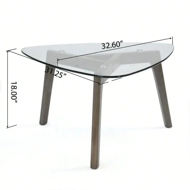 Rectangular Glass Top Mid-Century Modern Coffee Table with Wooden Base - Image 5