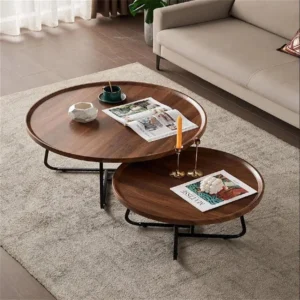 Round Fluted Design Mid-Century Modern Coffee Table Set - 20" & 28" Nesting Tables