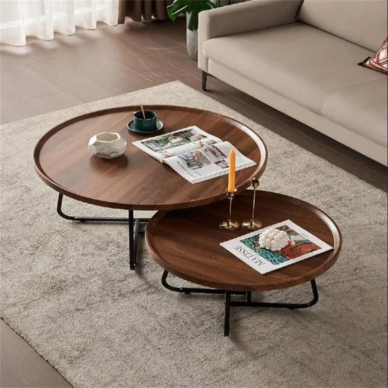 Round Fluted Design Mid-Century Modern Coffee Table Set - 20" & 28" Nesting Tables