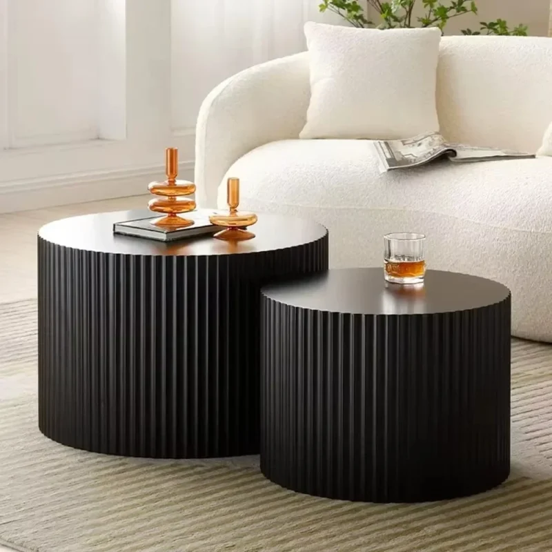 Round Nesting Wood Mid-Century Modern Coffee Table Set with Minimalist Design