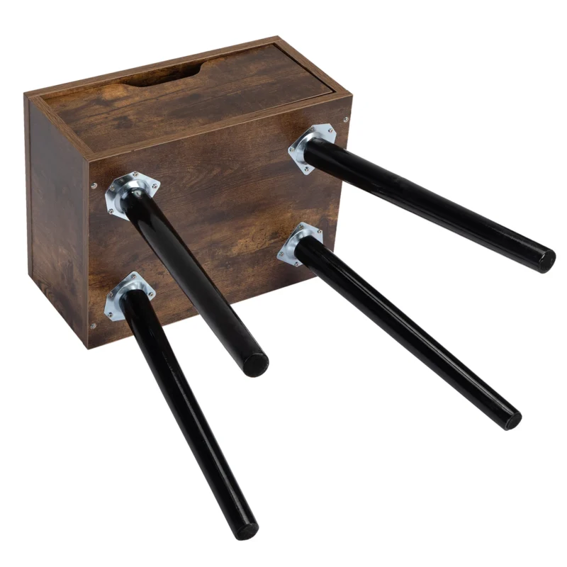 Set of 2 Wood Drawer Side Tables Mid-Century Modern Nightstands Rustic Brown - Image 6