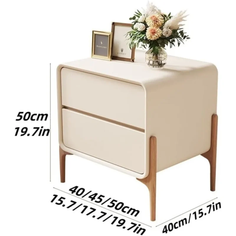 Green Wooden Nightstand with 2 Storage Drawers and Tall Legs Mid-Century Modern - Image 2