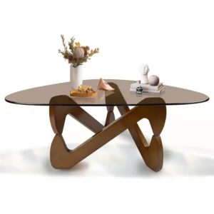 Triangular Glass Mid-Century Modern Coffee Table with Minimalist Design 32.3"