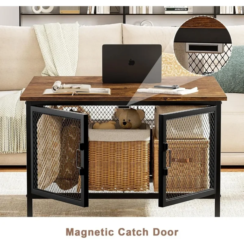 Square Lift-Top Wood Coffee Table with Metal Frame Modern Design - Image 6