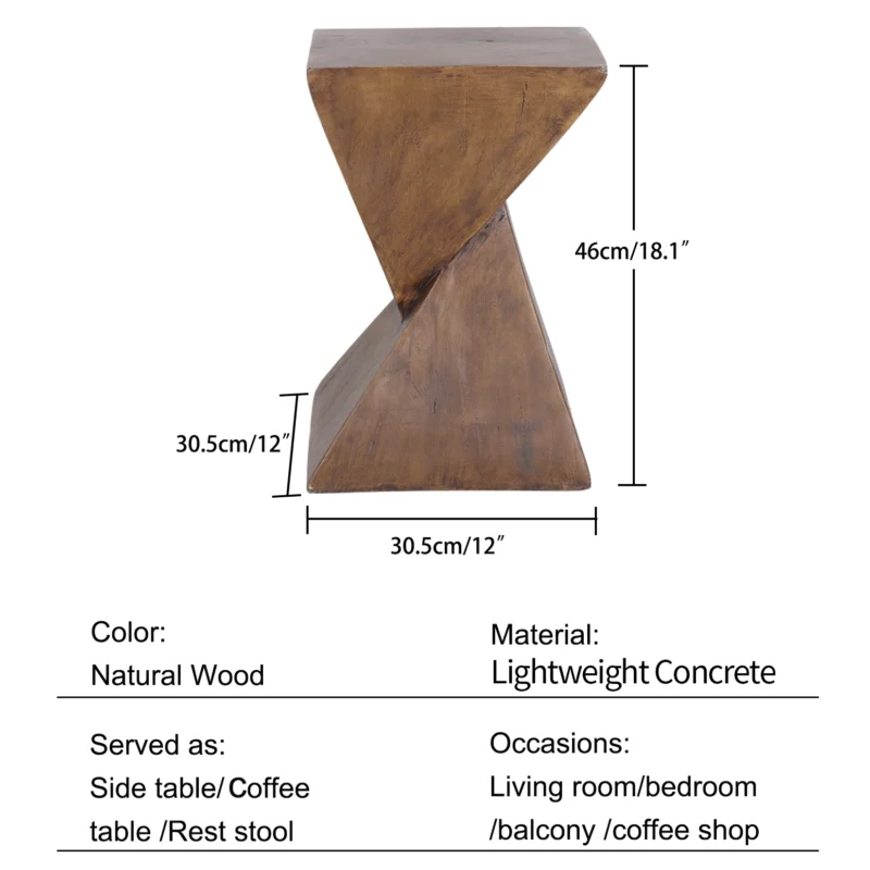 Triangular Lightweight Concrete Mid-Century Modern Side Table with Storage - Image 4