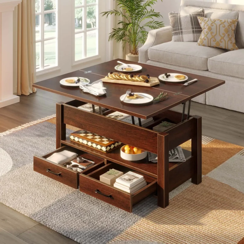 Rectangular Black Lift Top Coffee Table with Storage - 39" Modern Minimalist Design - Image 7