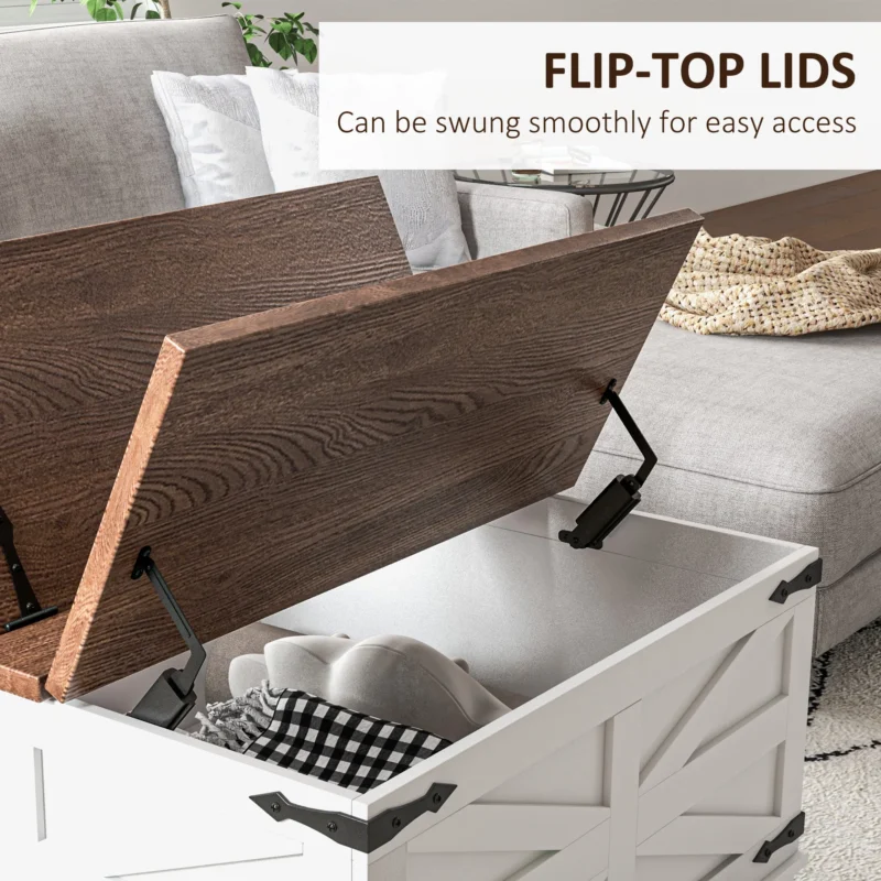 Square Lift Top White Modern Coffee Table with Hidden Storage Compartment - Image 4
