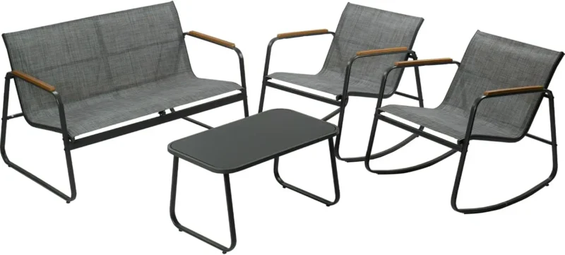 4-Piece Outdoor Conversation Set with Cushioned Chairs and Tempered Glass Coffee Table - Image 8