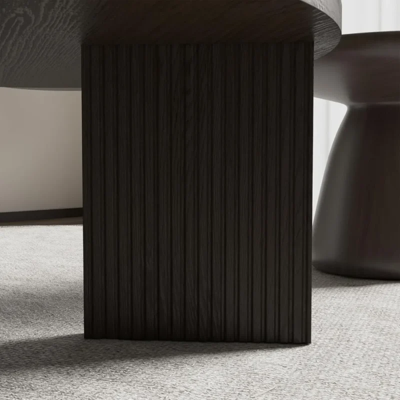 Round Solid Wood Mid-Century Modern Coffee Table with X-Shaped Legs - Image 6